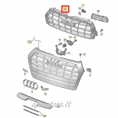 Striker plate, radiator grille 1